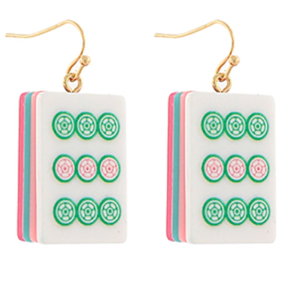Mahjong Tile Earrings in Dot